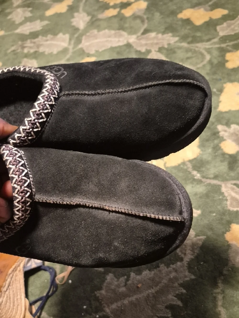 UGG Black Suede Shearling-Lined Cozy Mule Slippers